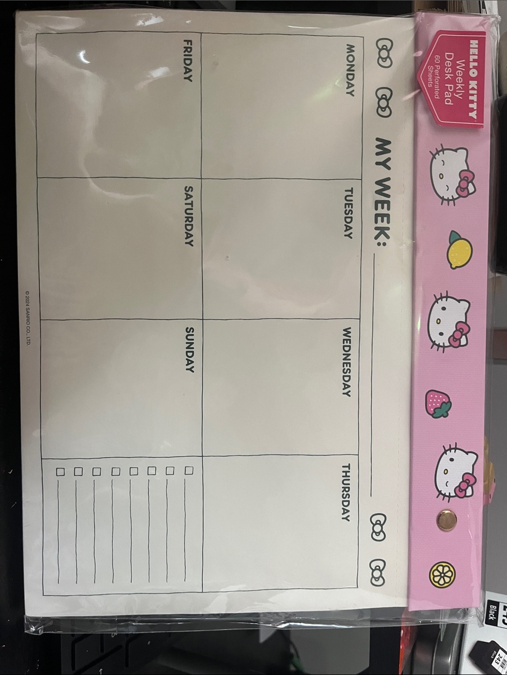 Hello Kitty Pink Weekly Desk Pad Planner with Cute Character Accents
